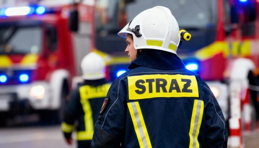 Wrocławscy strażacy doskonalą umiejętności ratunkowe w symulacjach z ciężarówkami