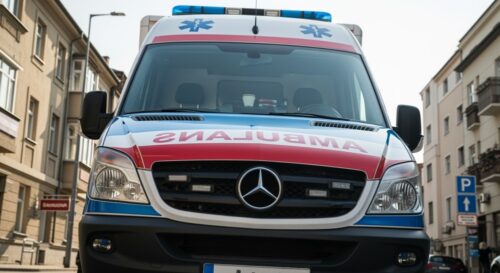 Ratunkowa akcja na Lwowskiej: Straż pożarna ewakuuje pacjenta